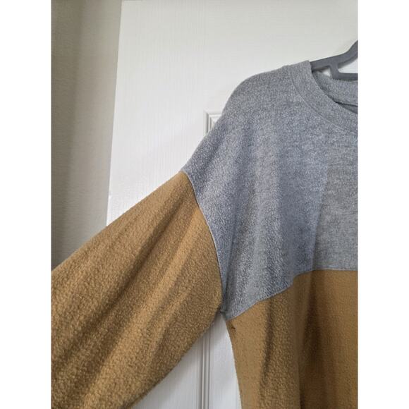 Nine Britton Mustard Yellow Colorblock Super Soft Fleece Sweater, Women's Medium - Picture 4 of 10